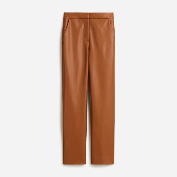 J. Crew Pants - J. Crew Kate Straight Leg Faux Leather Pant in Brown Leather Saddle Size 2